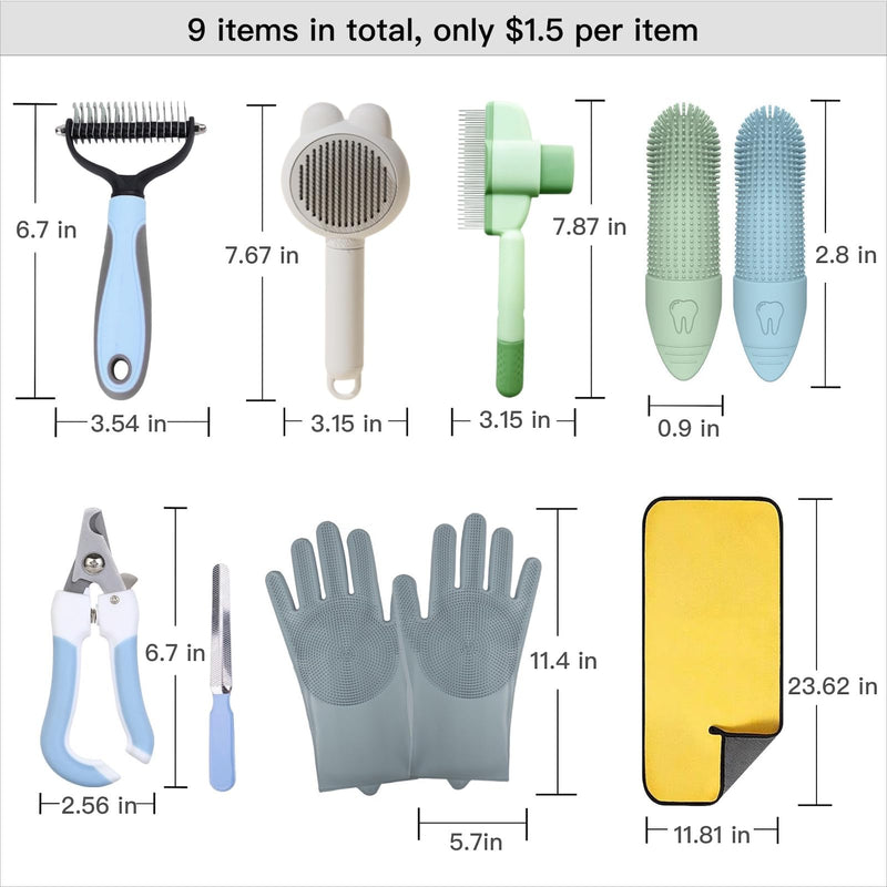 Pet Supplies, Including Cat Dematting Massage Comb,Dog Flea Comb, Puppy Quick-Drying Towel, Special Silicone Toothbrush, Dogs Washing Gloves, Dog & Cat Pets Nail Clippers and Trimmers,Reusable. - PawsPlanet Australia