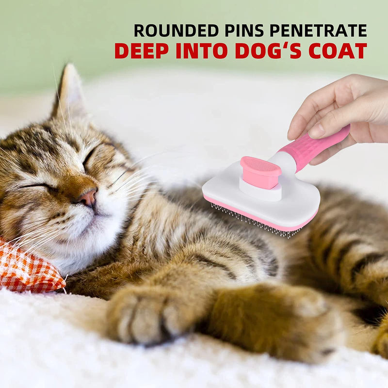 555 Dog grooming products: automatic cleaning pet brushes, smooth brushes used for falling off cat which can quickly remove floating hair on dogs and do not damage the skin of Pink - PawsPlanet Australia