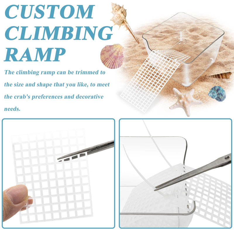 2 Pack Hermit Crab Water Tank, Hermit Crab Cage Accessories with Climbing Ramp Hermit Crab Aquarium Salt Water Pool for Small or Medium Hermit Crab Habitat Home – Transparent - PawsPlanet Australia