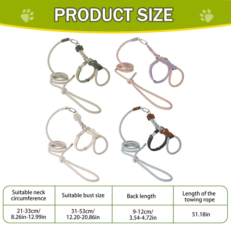 Cat Harness and Leash Set,Adjustable Escape-Proof for Walking Cats,Breathable Lightweight and Soft Harness for Small to Large Cats (Grey) Grey