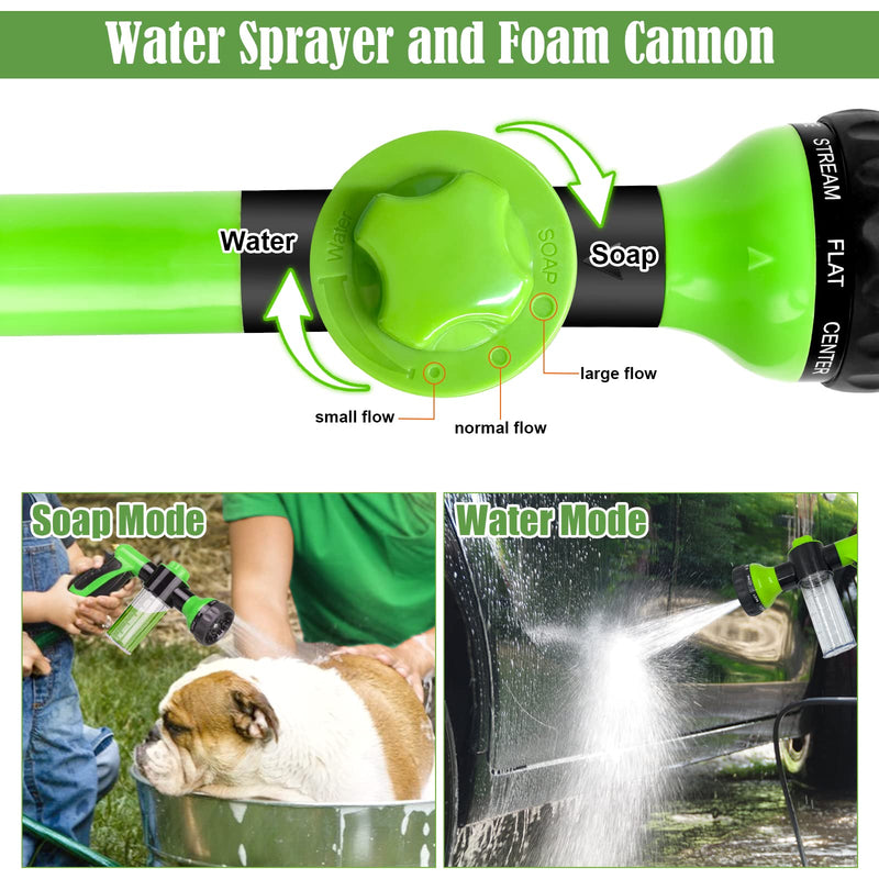 Pup Jet Dog Wash Outdoor, 8-in-1 Dog Sprayer Hose Attachment with Dog Shower Brush and Pet Grooming Comb, 3/4 Inch Standard Garden Hose Nozzle for Watering Flowers, Car Washing, Pet Bathing(Green) Green - PawsPlanet Australia