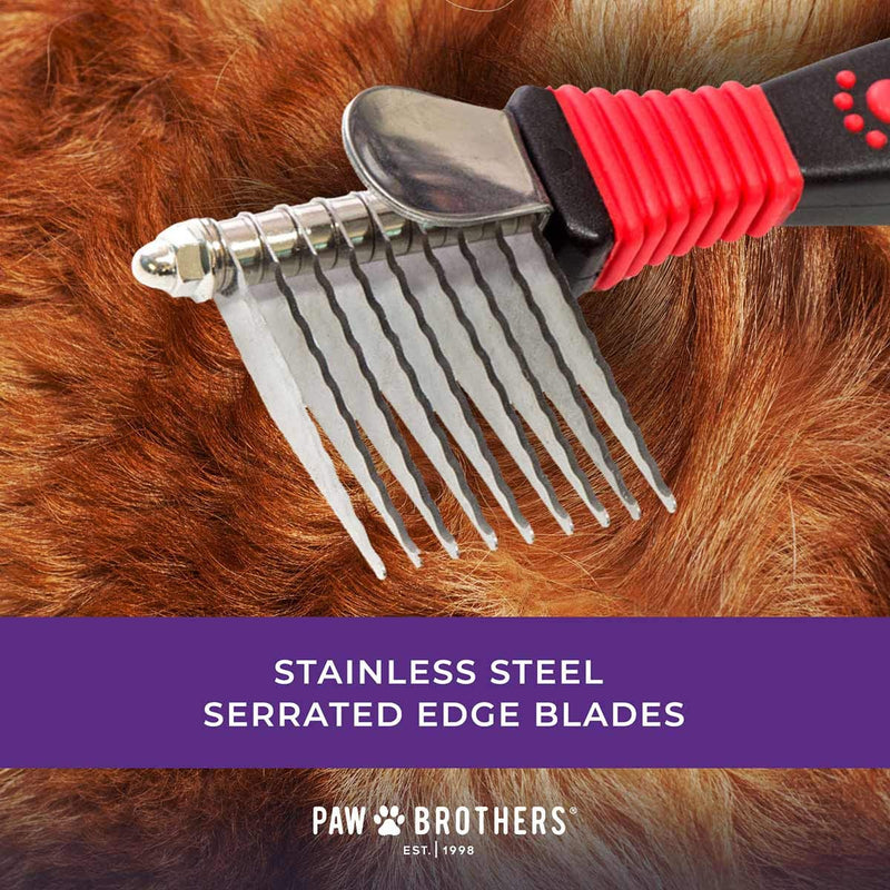 RYAN'S PET SUPPLIES Paw Brothers 12-Blade Dematting Tool for Dog Grooming, Professional Grade, Stainless Steel Blades, Comfort Grip, Gentle on Skin - PawsPlanet Australia