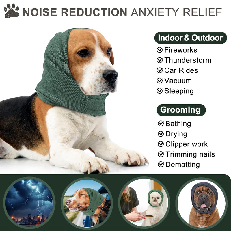 Dog Ear Protectors for Noise Anxiety Relief, Reusable Dog Ear Defenders with Adjustable Headband, Soft & Breathable, for Fireworks, Grooming, Travel (Green, M) Green