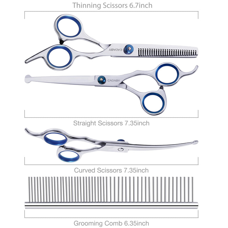 5 in 1 Dog Grooming Scissors with Safety Round Tips, Dog Grooming Scissors Kit, 4CR Stainless Steel Professional Pet Grooming Shears for Cat,Sharp and Durable - PawsPlanet Australia