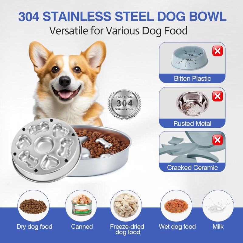 Slow Feeder Dog Bowls Stainless Steel Dog Bowls with Non-Slip Rubber Base Metal Large Capacity Slow Feed Dog Bowl for Small Medium Size Dogs Large Breed - PawsPlanet Australia