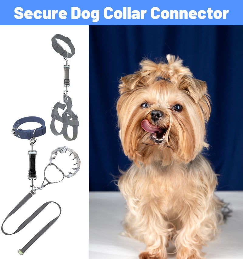 2 Pack Black Leash for Dogs, Adjustable Dog Leash Connector with Reflective Double Ended Backup Clasp, Leashes Connector for Harness to Collar (Grey & Black) - PawsPlanet Australia