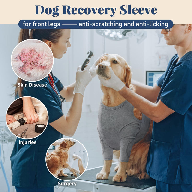 Nanaki Dog Recovery Sleeves for Front Legs, Dog Leg Sleeve to Stop Licking, Dog Anti-Lick Wounds Sleeves, Dog Surgery Recovery Sleeve, Dog Leg Wound Cover Arm Protector for Leg Injuries & Joint Pain L(Chest Girth:21.26"-24.41") Dark Grey - PawsPlanet Australia