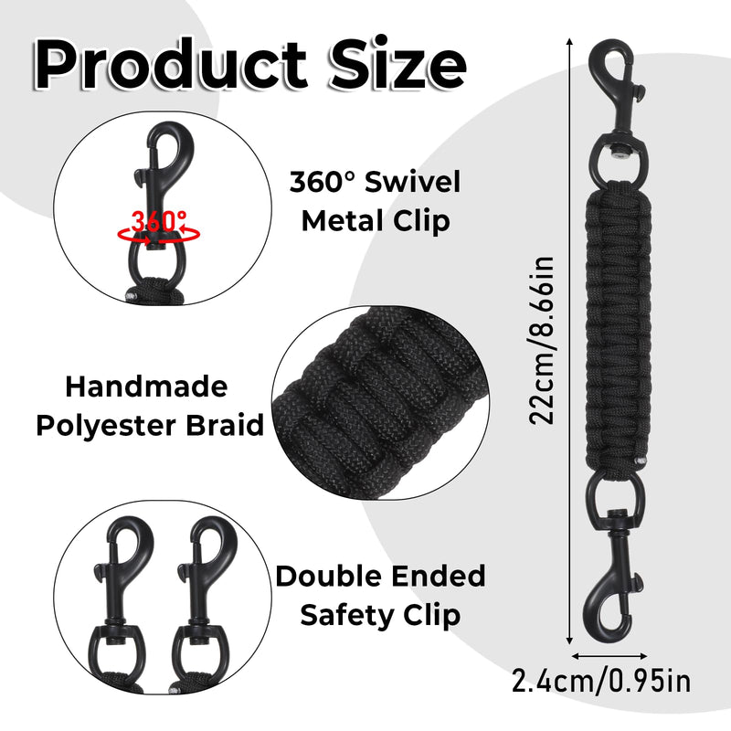 Dog Collar Safety Clip, Double Ended Prong Collar Safety Strap Backup Clasp Dog Harness Leash Connector Collars to Vests for Hiking Walking and Running - PawsPlanet Australia