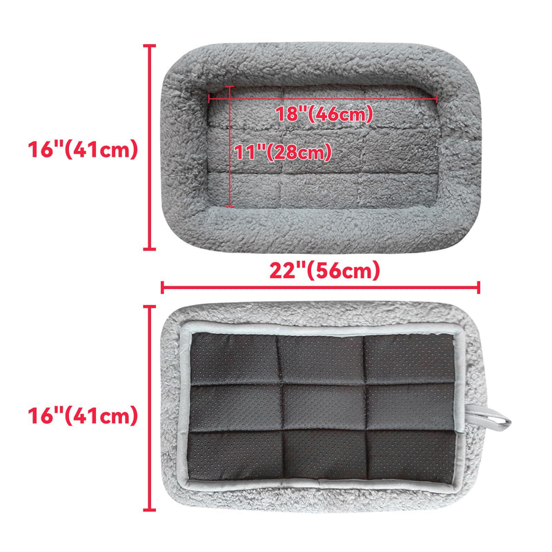 Enjoying Soft Plush Cat Bed Mat 16" x 22" Pet Cushion with Pillow Around for Dogs Cat Curling Sleep Cat Pad for Cat Carrier/Crate Dog Self-Warm Bed, Antiskid Bottom, Medium Square M (41 x 56 cm)