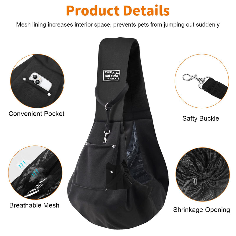Dog Carrier Sling, Cat Sling Carrier, Small Dog Sling Carriers for 0-15 lbs, Hands Free Puppy Carrier Sling, Crossbody Pet Carrier for Travel, Breathable Pad, Storage Pocket, Tote Design Cat Carrier Non-adjustable - PawsPlanet Australia