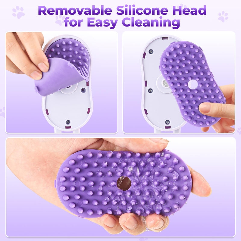 4-in-1 Cat Steam Brush for Shedding, Steam Pet Brush for Dog and Cat– Steam for Shedding & Grooming, Massage, Cleaning, Brushes for Indoor Cats & Dogs, Purple - PawsPlanet Australia