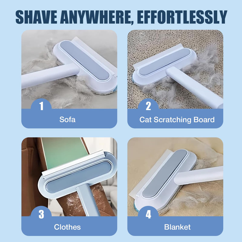 Pet Hair Remover 4 in 1- Reusable Long Handle Dog Hair Remover Brush, Washable Lint Cleaner for Dog and Cat Hair, Gentle on Furniture, Multifunctional Hair Removal Brush, 2 Pcs Carpet Scraper - PawsPlanet Australia