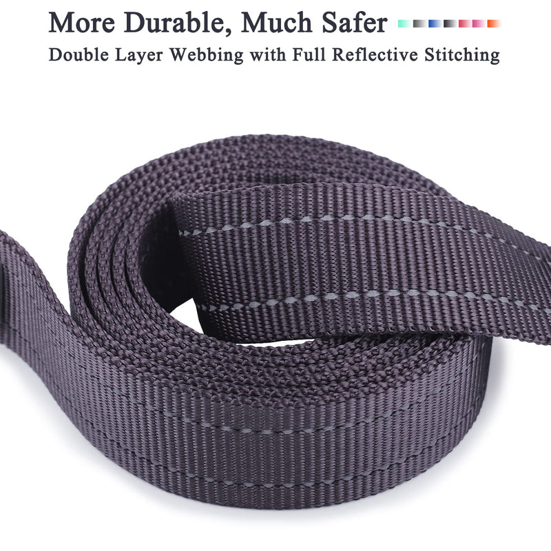 VIVAGLORY Dailyx Dog Leash, Puppy Leash for Training & Walking with Soft Padded Handle, Heavy Duty & Double Layer Nylon for Pet Puppy, 5ft x 1in, Grey Leash (5 ft. x 1 in.) - PawsPlanet Australia