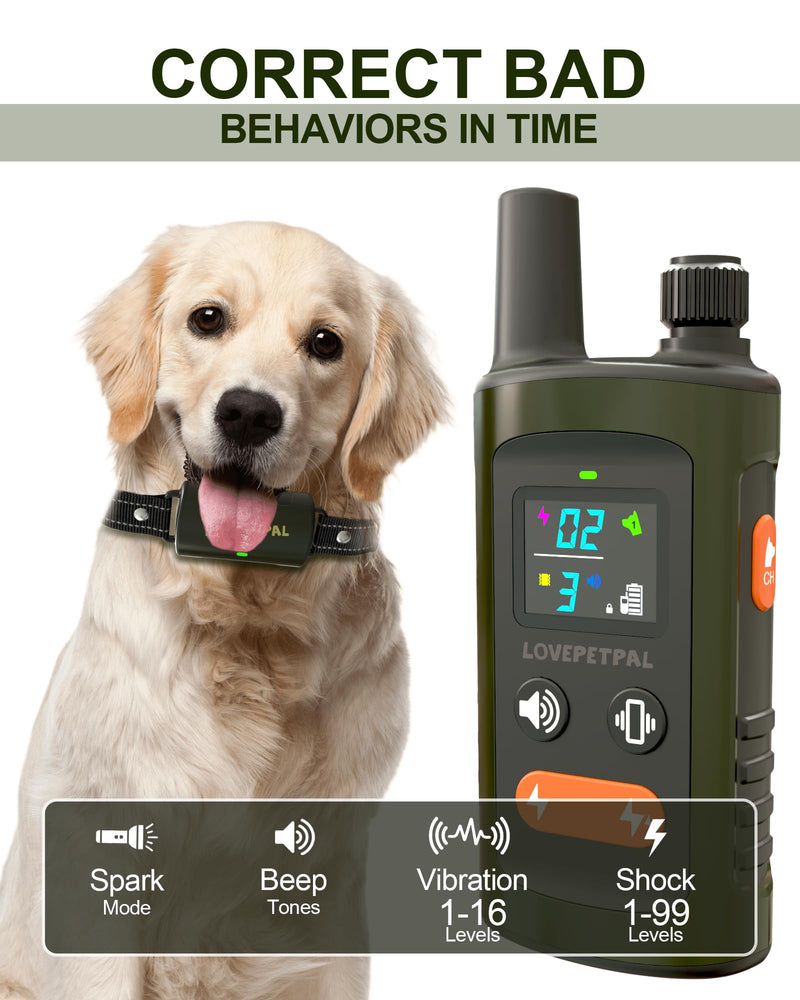 Dog Training Collar with Remote Control, 3500FT Dog Shock Collar for Small Medium Large Dogs, IPX7 Waterproof, 4 Training Modes, Rechargeable E-Collar with Beep Vibration Safe Shock for All Breeds - PawsPlanet Australia