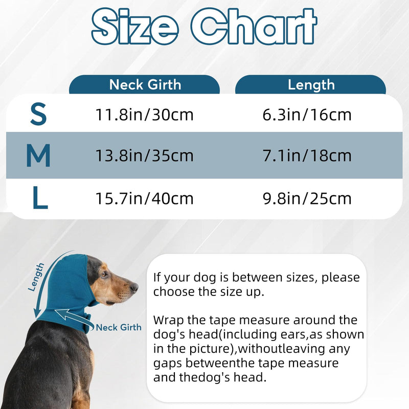 IECOii Dog Snood Ear Protector,Adjustable Ear Wrap for Dogs,Soft Dog Ears Head Covers for Noise Reduction & Anxiety Relief,DogsEar Flap Wrap for Ears Hematoma Grooming Firework Force Drying,Blue,S Small（Neck circumference:11.8") Blue