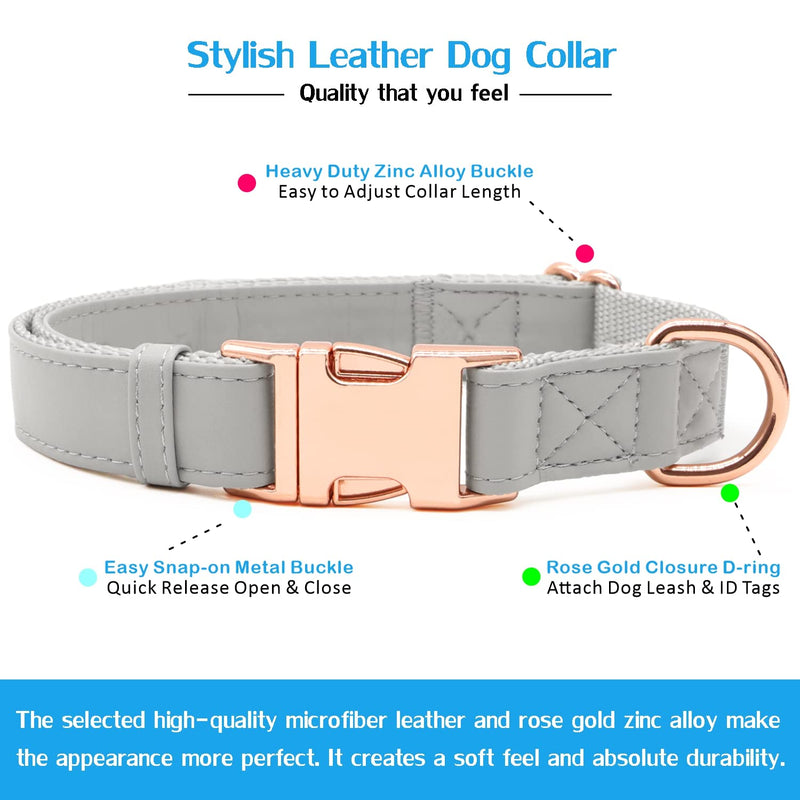 Dog Strap and Dog Collar Set 6.6 Inches with Elegant Leather Look Rose Gold Adjustable 3 Straps for Comfort and Ease (M(13.8-19.7) inch) M(13.8-19.7)inch - PawsPlanet Australia