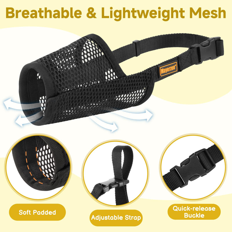 Mayerzon Greyhound Whippet Dog Muzzle, Soft Mesh Muzzle for Long Nose Dogs to Prevent Excessive Biting Chewing Eating, Suitable for Grooming Walking Vet Visits, Allowing Drinking Breathing (Black, L) Black L [Snout Cir: 8.25-9.5"] - PawsPlanet Australia