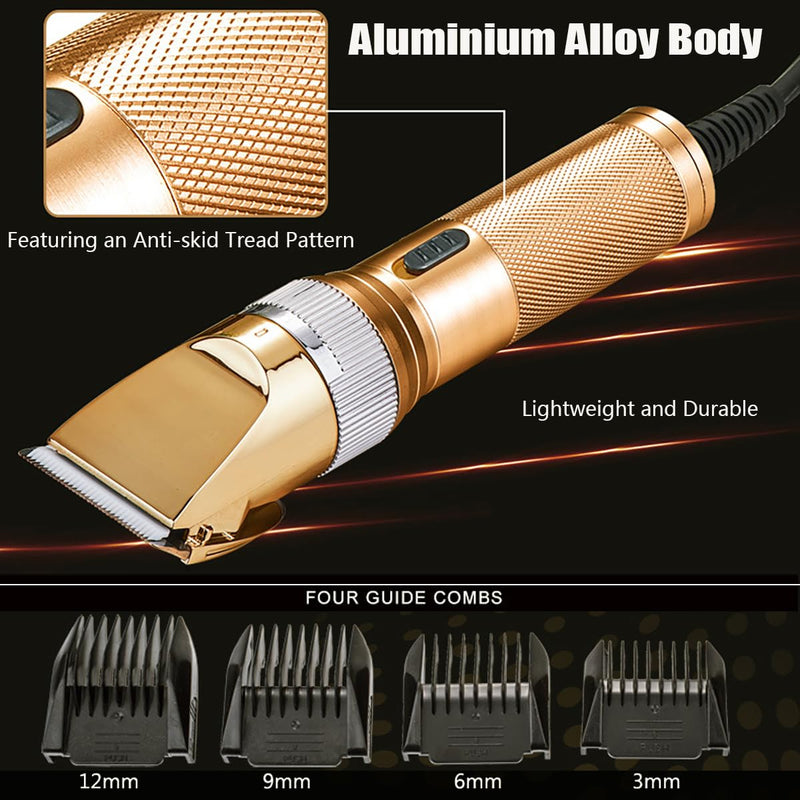 Heavy Duty Pet Grooming Clippers, Powerful 36V Motor for Thick Coats, Professional Grooming Shears Fur Hair Trimmers Tool for Dogs, Sheep, Horses, Livestock & Cats (Gold) Gold