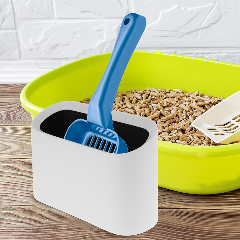 Plastic cat litter scoop holder, white, for home use, for storing and organizing the cat litter area. Sturdy and durable scoop stand. Random color.