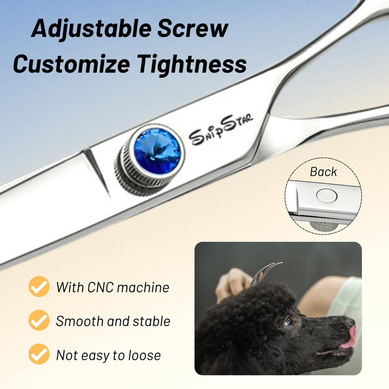 7.5inch 25° Curved Dog Grooming Scissors Professional, Japanese VG10 Stainless Steel Sharp Dog Scissors for Grooming Groomer, Pet Shears for Dogs Cats Face Paws Cutting, Comfortable Ergonomic Handle 7.5in Silver Curved