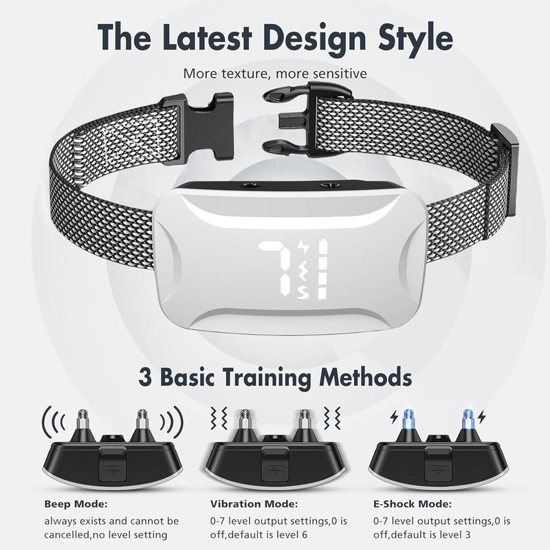 Bark Collar for Dogs - Shock Collar for Large/Medium/Small Dog, Rechargeable Anti Barking Device with 7 Sensitivity Levels & 8 Shock and Vibration Levels, Weatherproof & Durable Bark Collar for Dogs - PawsPlanet Australia
