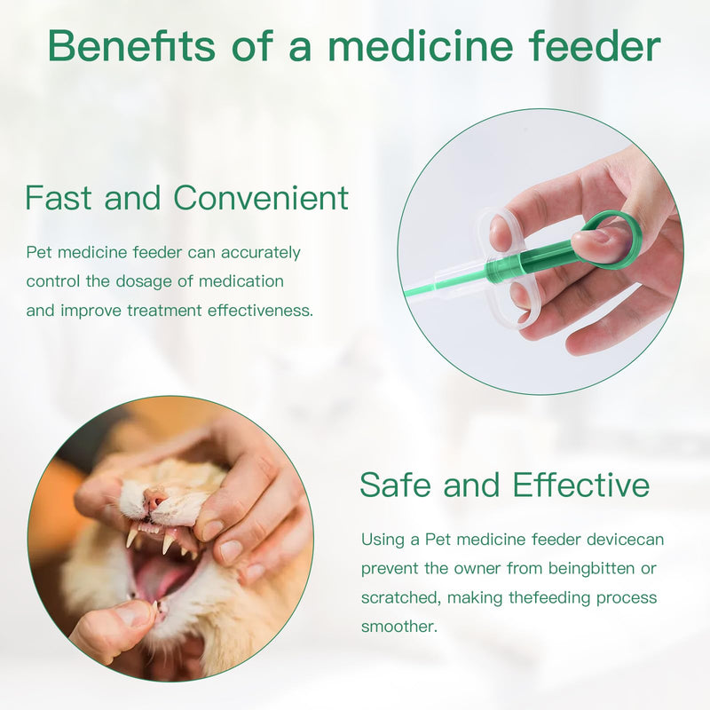 Pack of 2 Cat Pill Dispenser, Pill Dispenser for Cats, Medication Feeder Pet Pusher Shooter Pills Feeder Pet Medicine Syringe Dogs Pet Feeders for Cats Dogs Small Animal (Green) Green