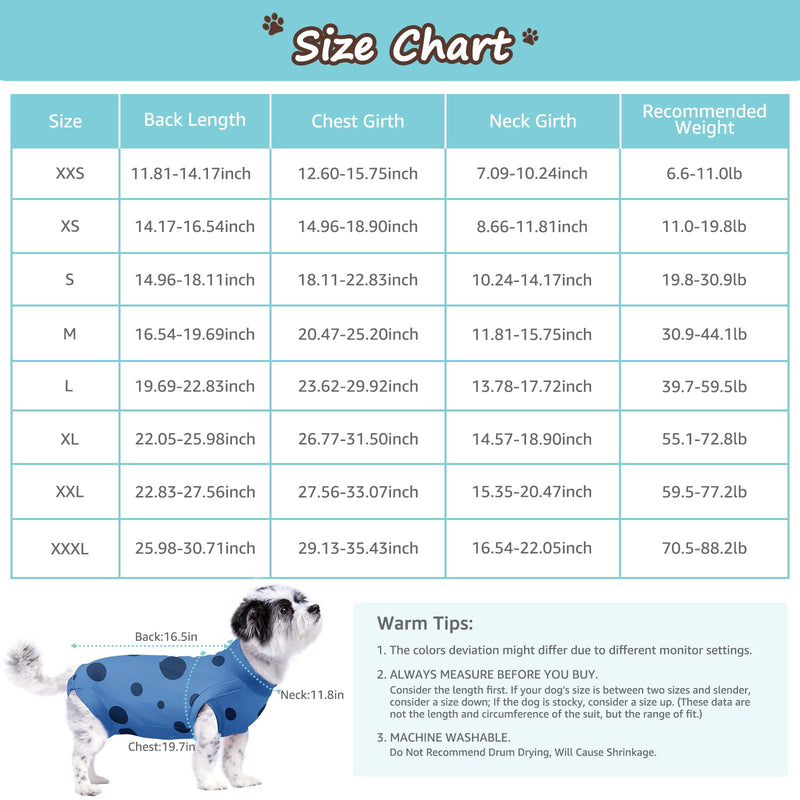 Dog Recovery Suit, Professional Dog Surgery Suit Post Spay, Neuter, Abdominal Surgical Suit for Male Female Dogs Can Pee, Prevent Licking Soft Breathable Cotton Covers Wound (Blue, Medium) Blue - PawsPlanet Australia