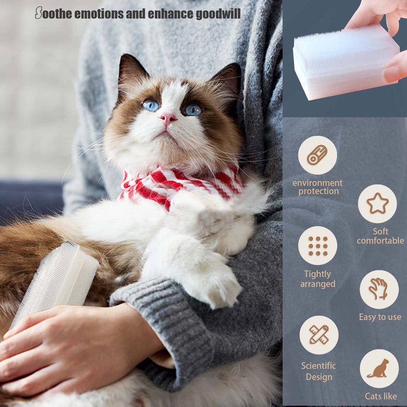 2PC Soft Cat Brush for Grooming - Gentle Cat Tongue Brush with 1300+ Barbed Serrations, Brushes for Sensitive Cats - Lightweight, gentle, Perfect for Daily Grooming & Enhancing Bonding white - PawsPlanet Australia