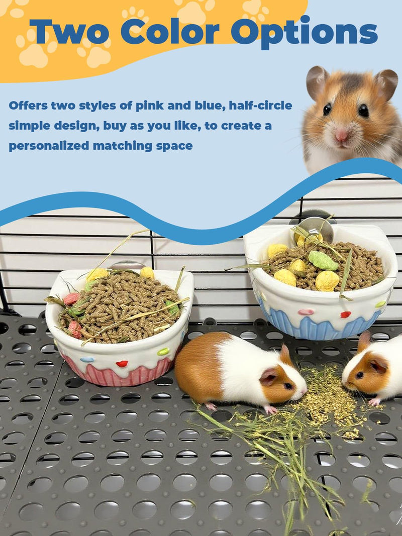 Chinchilla Food Bowl Ceramic Guinea Pig Cage Feeder Hanging Bunny Food Dish Small Animal Feeding Bowls for Syrian Hamster Ferret Gerbils (Blue) Blue - PawsPlanet Australia