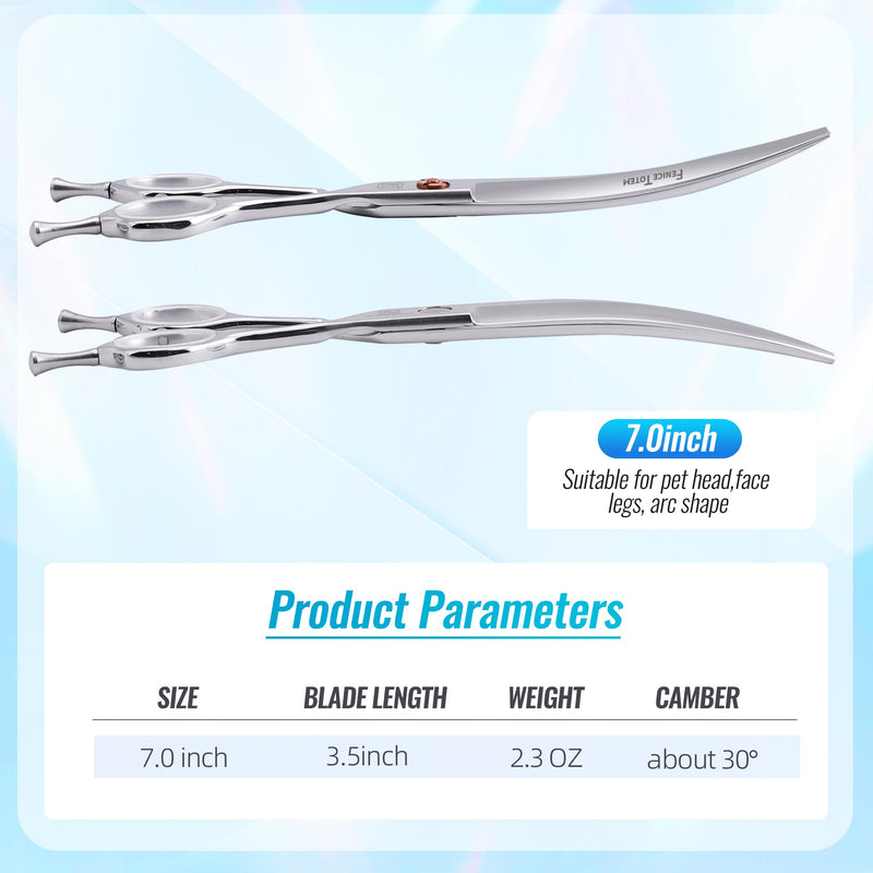 Dog Grooming Scissors: 7.0 inch Curved Pet Shears Made Of Japanese 440C Advanced Stainless Steel Professional Grooming Scissors for Dogs Cats and Other Pets 7 inch - PawsPlanet Australia