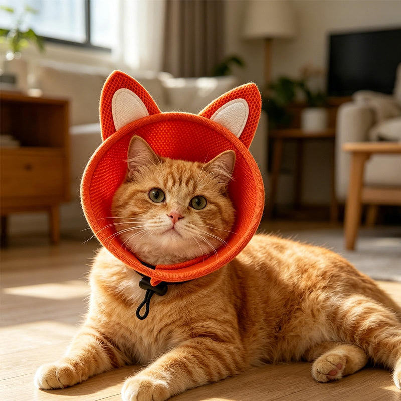 Cat cone neck brace | Wound protection collar | Dog anti-lick collar | For daily outings, indoor grooming, coat care, bathing, vet visits, preventing licking and scratching, red, medium