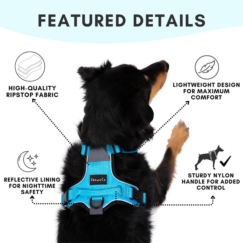 ShawnCo Basecamp Dog Harness, No-Pull Pet Vest with 3 Leash Clips, Padded, Reflective, Lightweight and Adjustable Harness with Handle for Small, Medium and Large Dogs (Olive Green, M) Olive Green - PawsPlanet Australia