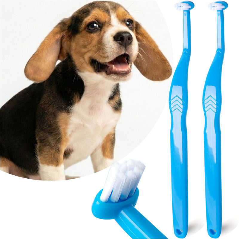 Small Dog Toothbrush, Cat & Puppy Tooth Brushing Kit, Mini Head Teeth Brush for Kitten & Tiny Pet, Doggy Toothbrushes Deep Dental Cleaning, 2 PCS - Blue 1 Count (Pack of 2)