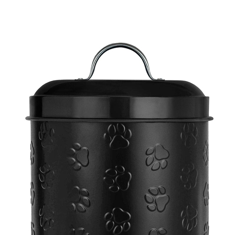 Amici Pet Puppy Paws Black Metal Food Canister, Medium, 104oz - PawsPlanet Australia