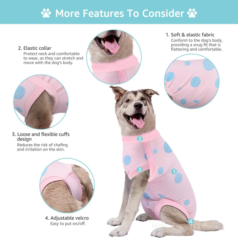 Dog Recovery Suit, Professional Dog Surgery Suit Post Spay, Neuter, Abdominal Surgical Suit for Male Female Dogs Can Pee, Prevent Licking Soft Breathable Cotton Covers Wound (Pink, XX-Large) - PawsPlanet Australia
