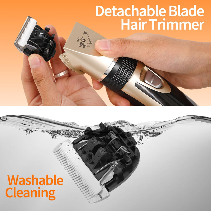 Aovdy Dog Clippers Grooming Kit Dog Shaver Clippers Hair and Paw Electric Cleaning Hair Clippers Set for Dogs Cats Rabbit (Gold, Limit Combs Set+Foot Shaving Blade) Gold - PawsPlanet Australia