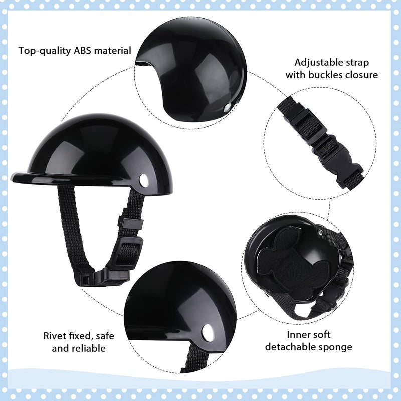 Small Dog Helmet Goggles UV Protection Doggy Sunglasses Pet Dog Glasses Motorcycle Hard Safety Hat with Adjustable Belt Windproof Snowproof Eye Head Protection for Puppy Riding, S Size Black - PawsPlanet Australia