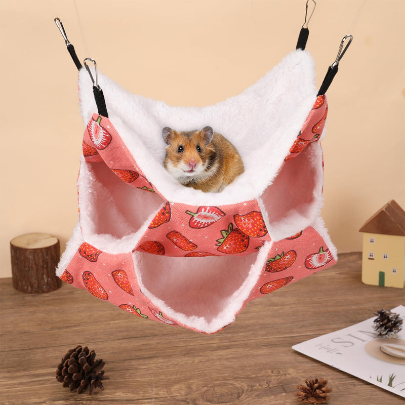 XINRUI 3 Layer Guinea Pig Cage Hammock, Cute Rat Hamster Hanging Hammock Bed Soft Warm Small Animals House Cage Accessories Toy for Ferret Squirrel Chinchilla Parrot Sugar Glider - PawsPlanet Australia