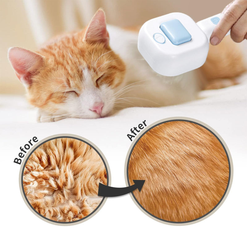 Cat Steam Brush，3 In 1 combs for indoor cats，pet steam brush for shedding,Dog shedding for Long and Short Hair Dogs and Cats Pet Grooming Brush Remove Tangled Loose Hair (Blue) Blue - PawsPlanet Australia