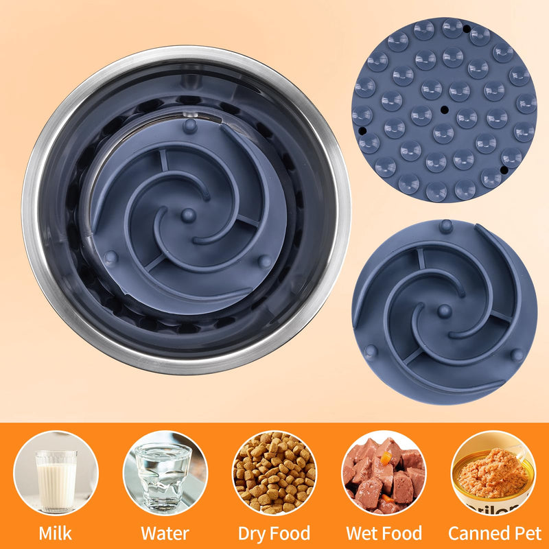 Slow Feeder Dog Bowls Insert, Bestalk Soft Silicone Dog Slow Eating Feeder Insert with Suction Cups for Small, Medium and Large Dogs, Fit into Basic Bowls and Elevated Dog Bowls L Dark Blue - PawsPlanet Australia