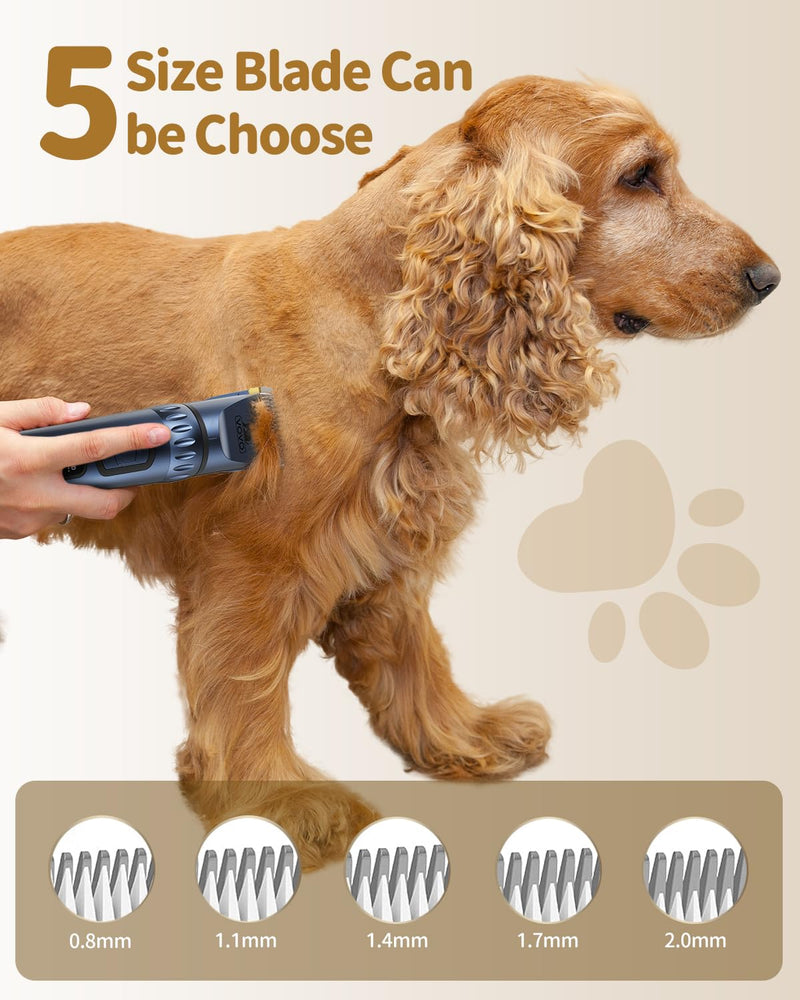 Vovo Dog Clippers - 3-Speed Heavy Duty, Low Noise Rechargeable Cordless Electric Dog & Cat Grooming Kit (Blue) Blue - PawsPlanet Australia