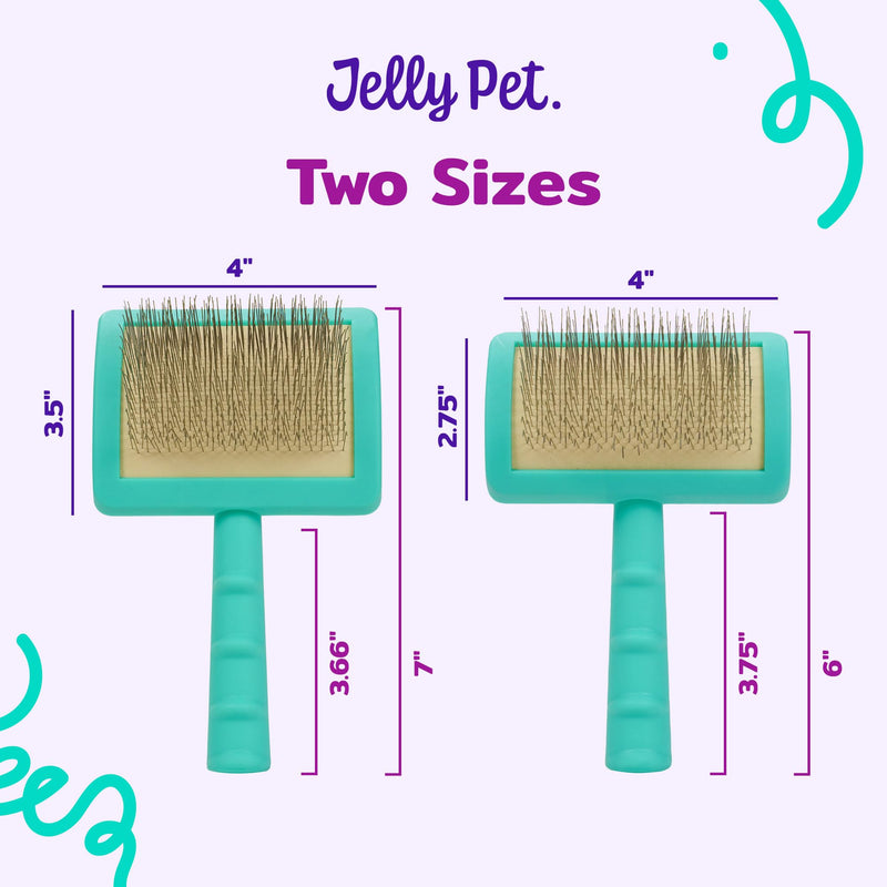 Jelly Pet Universal Slicker Brush for Dogs, Dog Grooming Brush, Remove Tangles and Dead Undercoat, Tuffer Than Tangles, Maltese Shi-Tzu Poodle Bichon, Firm Pins, Teal, Small Small (2.5 in x 4 in) - Pins (Firm) - PawsPlanet Australia