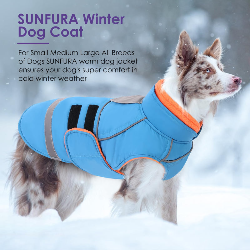 SUNFURA Dog Coat, XXXL Dog Winter Jacket, Warm Snow Jacket for Extra Large Dogs, Reflective Puffer Coats Waterproof Snowsuit for Great Dane, Turquoise XXX-Large