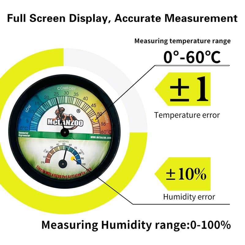 Reptile Terrarium Thermometer Hygrometer Dual Gauges 2-in-1 for Reptile Tank Snake Tank Bearded Dragon Tank Accessories No Battery Required - PawsPlanet Australia