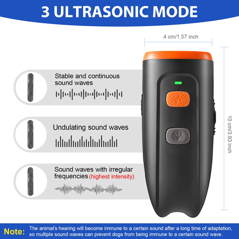 Ultrasonic Dog Barking Control Device, Anti Barking Device Dog Barking Silencer with LED Light, 3 Training Modes Dog Bark Deterrent Devices 20ft Range Dog Training & Behavior Aids w/SOS Black - PawsPlanet Australia