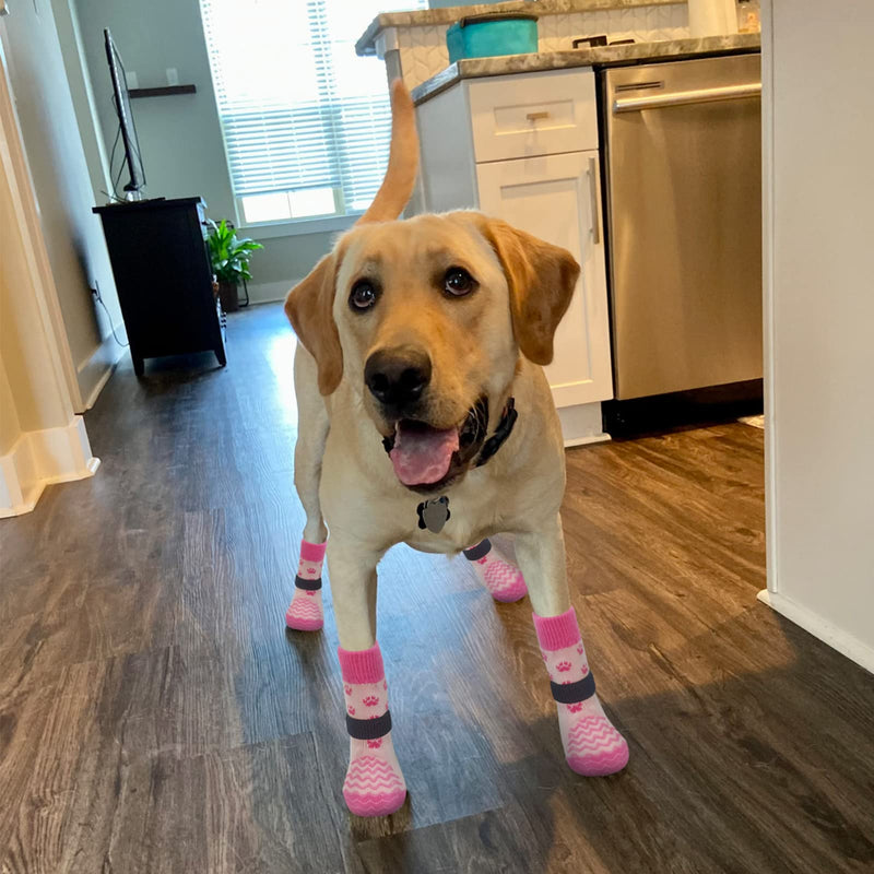 EXPAWLORER 3 Pairs Anti-Slip Dog Socks - Dog Shoes for Hot/Cold Pavement,Soft Paw Protector for Wooden Floor, Prevents Licking, Slipping for Puppy Small Medium Large, Senior Dogs Pink X-Small - PawsPlanet Australia