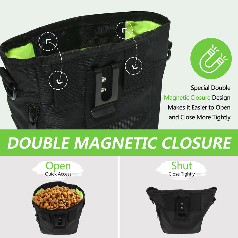 Dog Treat Pouch with Magnetic Closure, Treat Pouches for Pet Training, Large Dog Treat Training Pouch and Dog Clicker, Dog Training Treat Pouch Built-in Poop Bag Dispenser, Hands-Free Snack Black - PawsPlanet Australia