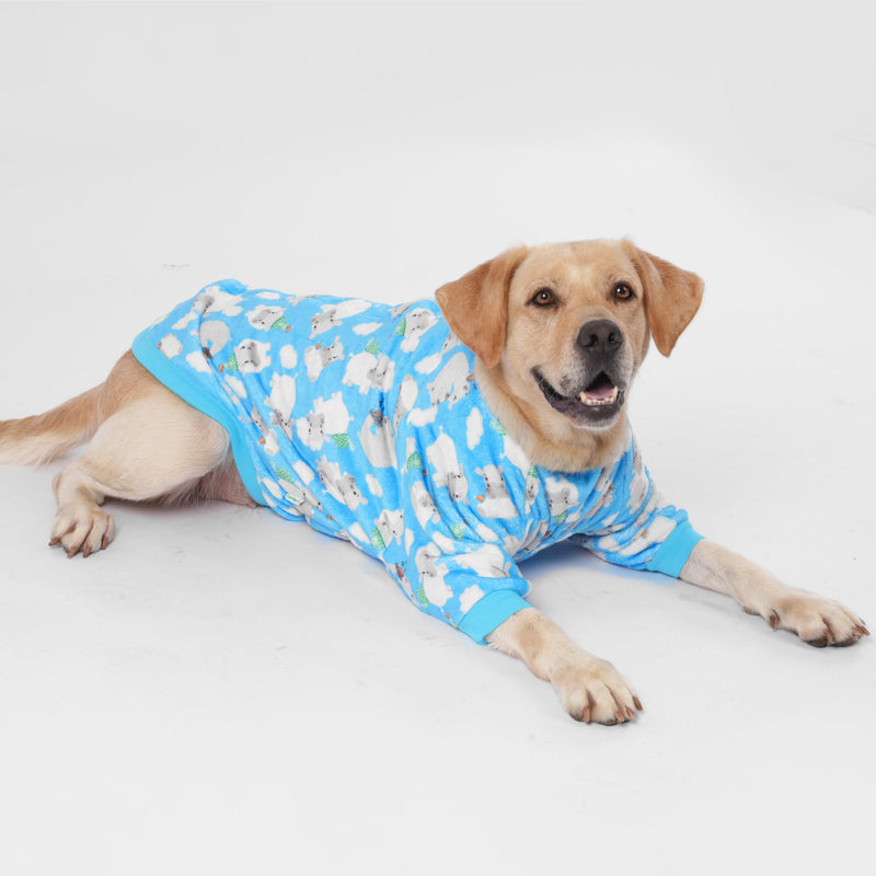 LovinPet PJS for Pit Bulls - Warm Pajamas for Dogs, Soft & Upgraded Lightweight Fabric Blue Happy Tossed Hippo Prints Clothes, Fashionable Dog Flannel Shirt, Suitable for Large Dog Breeds, Blue L Hippo Blue - PawsPlanet Australia