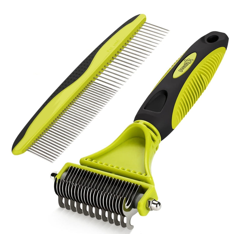 Pet Grooming Tool Bundle: Self-Cleaning Slicker Brush + Undercoat Rake + Comb - PawsPlanet Australia