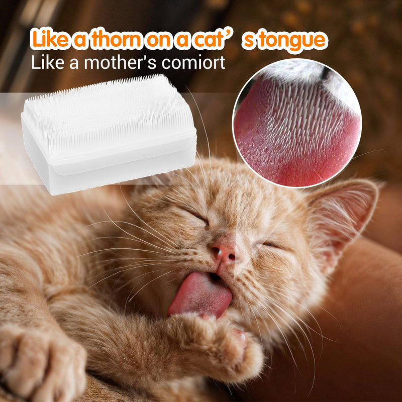 Soft Cat Brush for Grooming, 2Pcs Gentle Cat Tongue Brushes 2 in 1 Brush Sponge with 1300 Barbed Serrations White Brushes for Sensitive Cats Lightweight for Daily Grooming Enhancing Bonding - PawsPlanet Australia